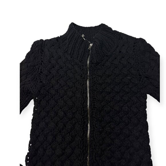 Prada Black Chunky Cardigan Jacket, Front‎ Zip, Size 46 italy - Picture 8 of 14